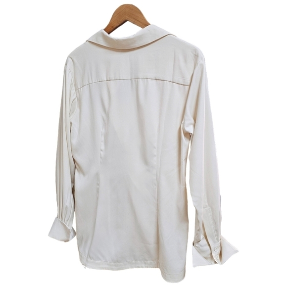Byron Byron Lars Cream Twist Front Long Sleeve Satin Blouse Size 8 Classic - Picture 4 of 9
